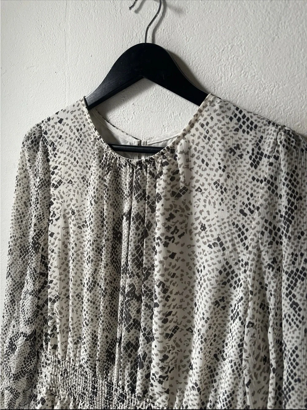 J.Crew Snake Print Smocked Waist Mini Dress 3/4 Sleeve Women’s S